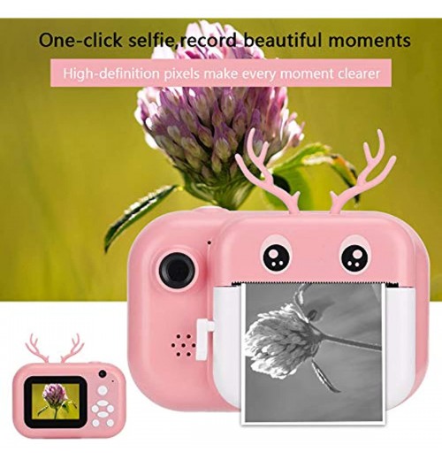 Instant Print Camera For Kids, 1080P Dual Lens Cartoon Deer Thermal Print Camera With 16G Memory Card For Boys And Girls Birthday Holiday Christmas Travel Gifts