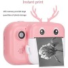 Instant Print Camera For Kids, 1080P Dual Lens Cartoon Deer Thermal Print Camera With 16G Memory Card For Boys And Girls Birthday Holiday Christmas Travel Gifts