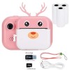 Instant Print Camera For Kids, 1080P Dual Lens Cartoon Deer Thermal Print Camera With 16G Memory Card For Boys And Girls Birthday Holiday Christmas Travel Gifts