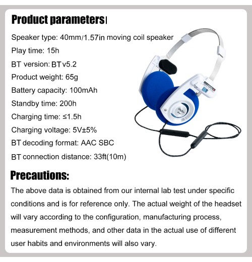 OKCSC Wireless BT 5.2 Retro Classic Porta Pro On-Ear Headphones 40mm Driver With MIC Remote ENC Noise Cancelling Open-Back Stereo Headset 15 Hours Of Play Time Lightweight & Compact