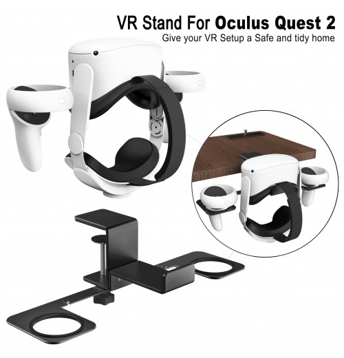 Helmet Desktop Base For Oculus Quest 2,Metal VR Headset Stand Controller Mount Station Metal Storage Hook,Compatible With Playstation VR/ Quest2 Pro, VR Touch Controller Stand