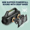 Protable Speakers, Outdoor Portable Wireless Speaker With Subwoofer, IPX6 Waterproof, 80w (Peak) Loud Stereo Sound, Deep Bass With Rhythm Lights For Home Party Beach Camping