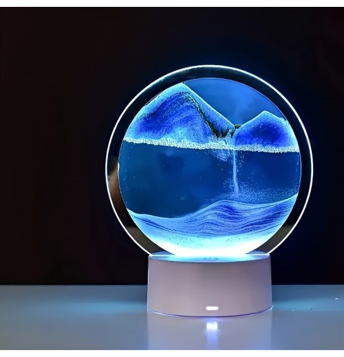 USB Night Light Quicksand Painting Ornaments LED Creative Decompression Table Lamp Dynamic Hourglass Bedroom 3d Night Light Touch Decorations Birthday Gifts