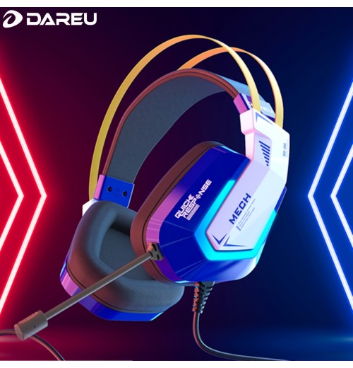 DAREU Mecha Gaming Headset For PC - USB Computer Headphones With Microphone/Mic Noise Cancelling, 7.1 Surround Sound Wired Headset&RGB Light - Gaming Headphones For PS4/PS5 Console Laptop