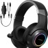 Esports Headset With Virtual 7.1 Surround Sound,Over Ear Headphones,Sound Isolation ,Noise Cancelling Microphone, Ultra-Low Latency Games & LED Light Soft Memory Protein Earmuffs For PC Mac Computer Games- Black