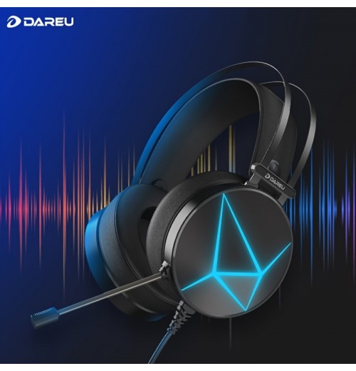 DAREU EH722 Stereo Gaming Headset Fit For PS4 PC Xbox One PS5 Controller, Noise Cancelling Over Ear Headphones With Mic, LED Light, Bass Surround, Soft Memory Earmuffs For Computer/Laptop/Mac