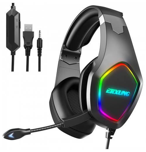 ERXUNG J20 Headset 3.5mm Four Pole Single Plug + USB Colorful Chicken Game Movie Dedicated With A Split Two Adapter