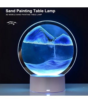 USB Night Light Quicksand Painting Ornaments LED Creative Decompression Table Lamp Dynamic Hourglass Bedroom 3d Night Light Touch Decorations Birthday Gifts