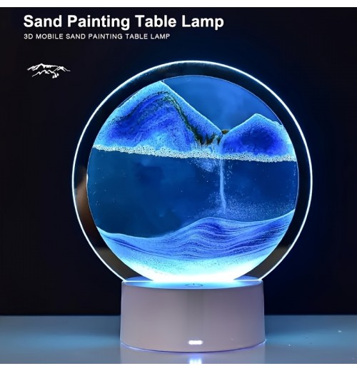 USB Night Light Quicksand Painting Ornaments LED Creative Decompression Table Lamp Dynamic Hourglass Bedroom 3d Night Light Touch Decorations Birthday Gifts