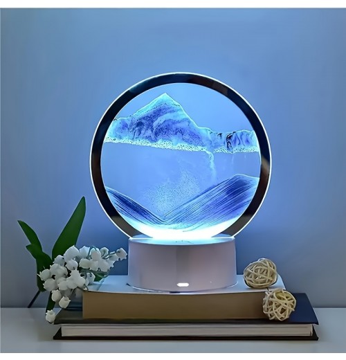 USB Night Light Quicksand Painting Ornaments LED Creative Decompression Table Lamp Dynamic Hourglass Bedroom 3d Night Light Touch Decorations Birthday Gifts