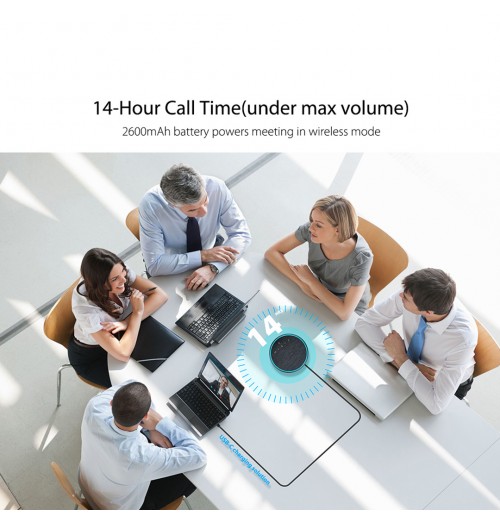 Professional Wireless Speakerphone BT Speakerphone USB/AUX Conference Speaker 12H Talk Time For Home Office Conference Calls Compatibility With Skype Zoom Microsoft Teams WebEx