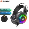 DAREU USB Gaming Headset For PC & Computer Headphones With Microphone/Mic Noise Cancelling, 7.1 Surround Sound Wired Headset & RGB Light, Gaming Headphones For PS4/PS5 Console Laptop Call Center