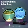 USB Night Light Quicksand Painting Ornaments LED Creative Decompression Table Lamp Dynamic Hourglass Bedroom 3d Night Light Touch Decorations Birthday Gifts