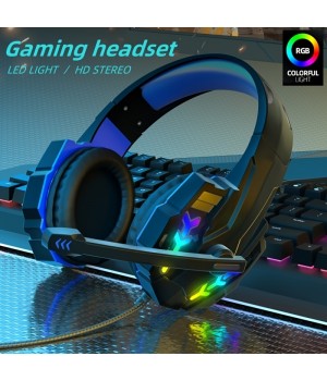 IN922 Stereo Game Headset For PS4 PC Xbox One PS5 Controller, Ear Headset With Microphone, LED Light, Bass Surround, Soft Memory Earmuff For Laptop Mac Games