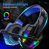 IN922 Stereo Game Headset For PS4 PC Xbox One PS5 Controller, Ear Headset With Microphone, LED Light, Bass Surround, Soft Memory Earmuff For Laptop Mac Games